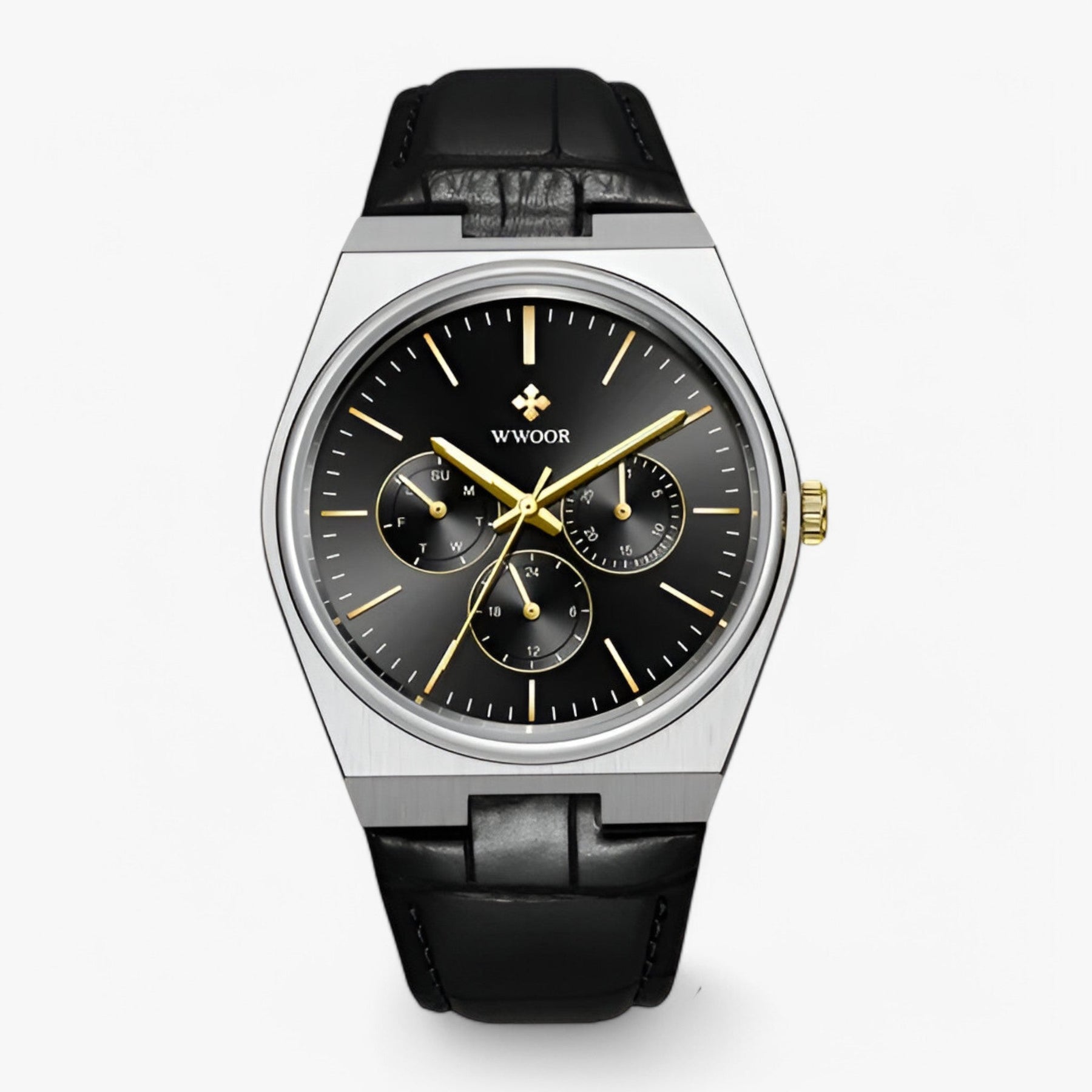 watches : Quartz Horloge van Staal met Saffierglas Heren - Zilver Blauw in zwart goud van Pantino