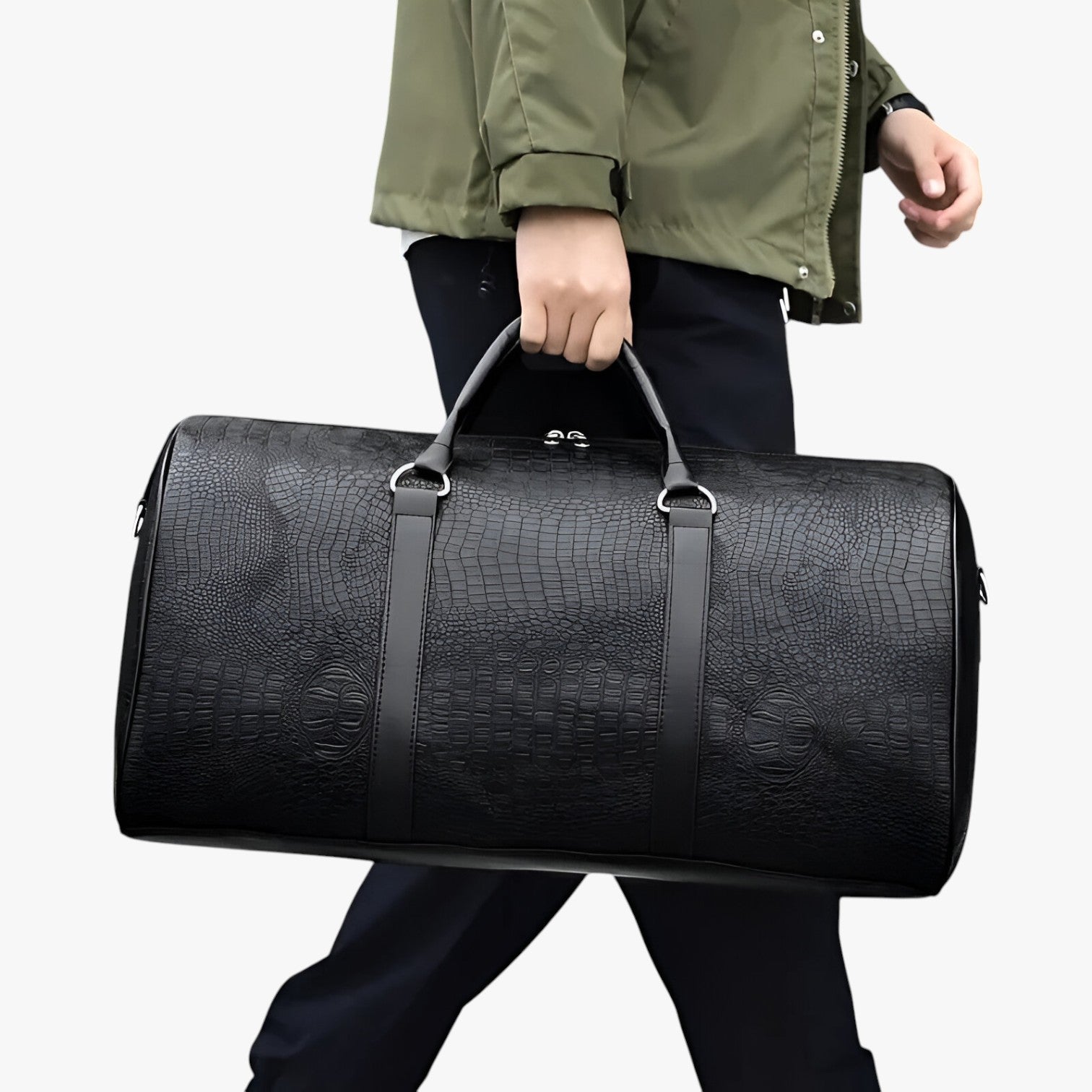 bags : Stevige en Ruime Leren Reistas - Zwart in van Pantino
