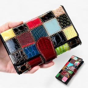bags : Portemonnee Dames - Echte Leren met Patchwork Ontwerp in van Pantino