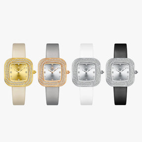 watches : Elegante Vierkant Leren Horloge - Wit in van Pantino