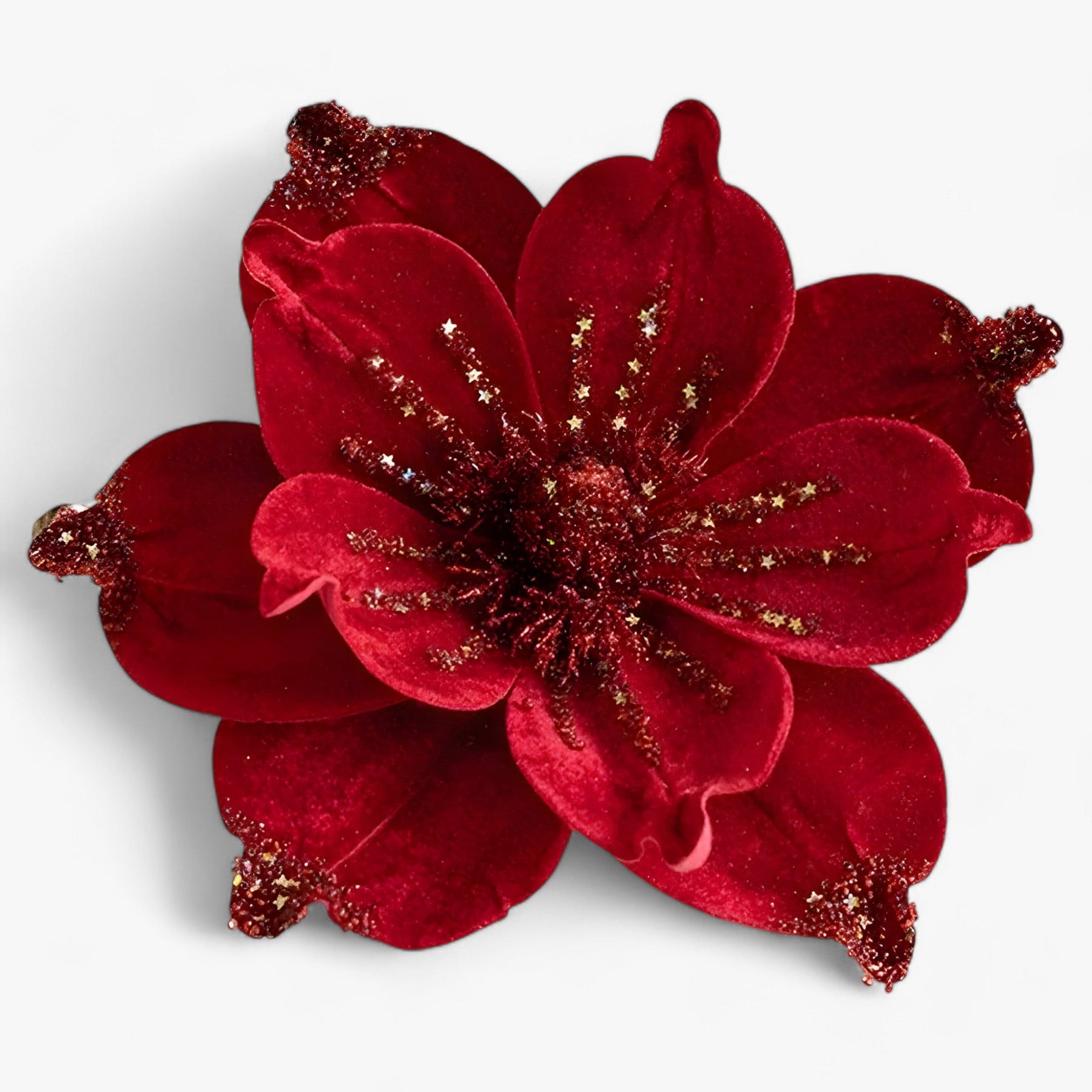 home & garden : Glanzende Kunstkerstbloemen - Vrolijke Ornamenten voor de Kerstboom en Nieuwjaarsdecoratie - Rood in rood van Pantino