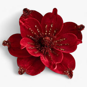 home & garden : Glanzende Kunstkerstbloemen - Vrolijke Ornamenten voor de Kerstboom en Nieuwjaarsdecoratie - Rood in rood van Pantino