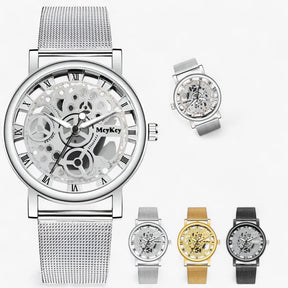 watches : Trendy Skelethorloge Dames - Elegante Metalen Horloge voor - Zilver in van Pantino