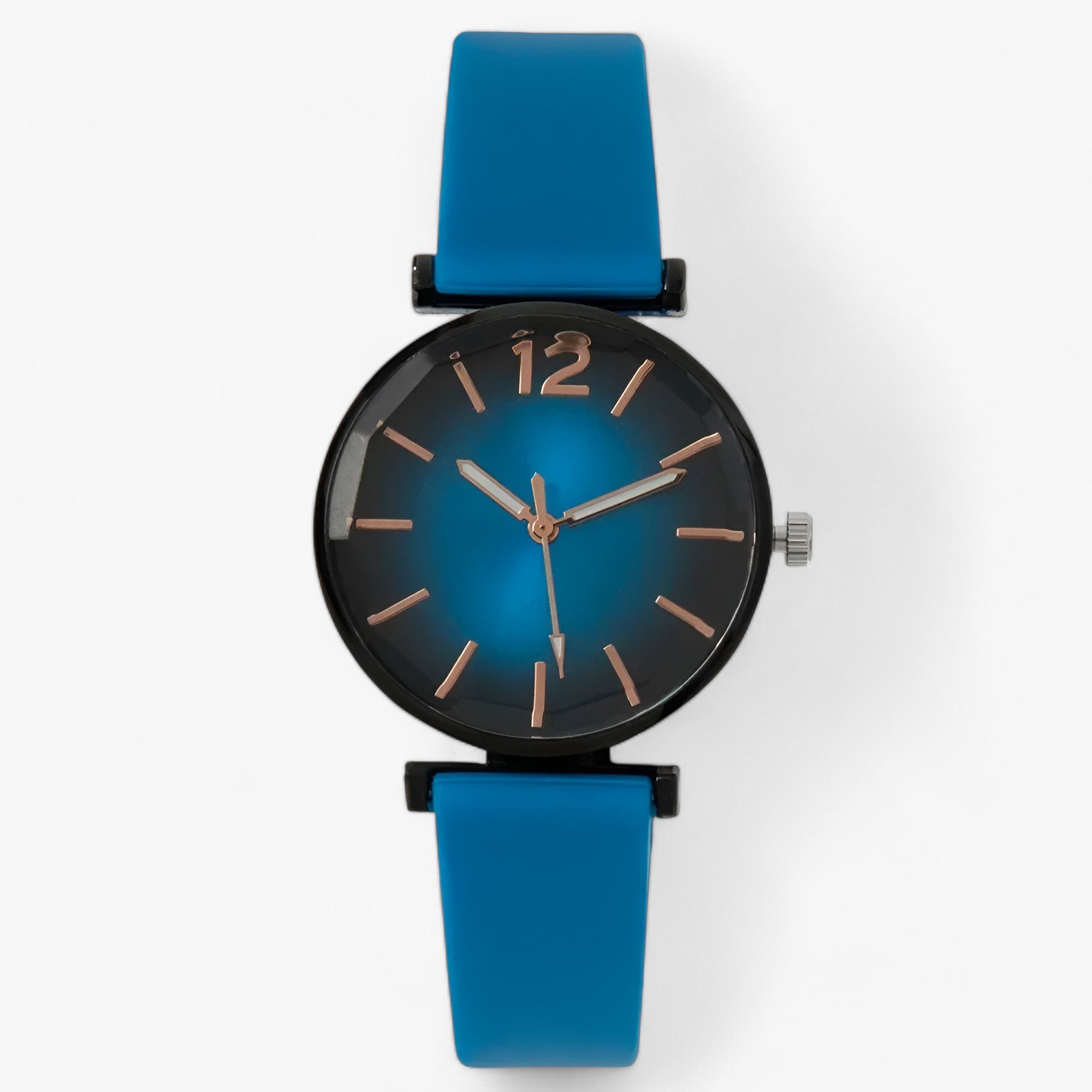 watches : Trendy Sportstoel - Zwarte Onderstel, Groene Siliconen Band in blauw van Pantino