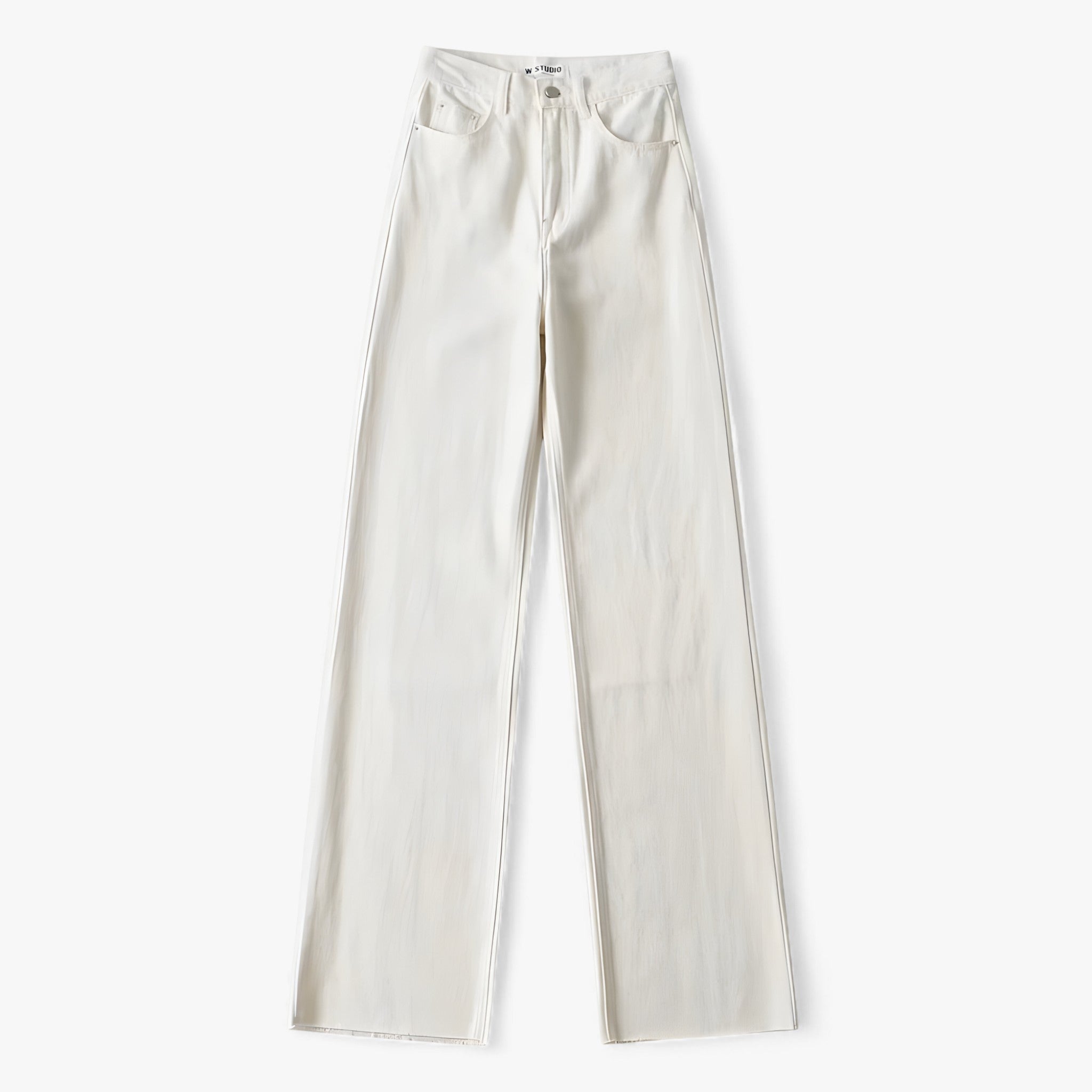 Pants : Broek met Wijde Pijpen - Eenvoudig en Elegant - Donkerblauw in Wit van Pantino
