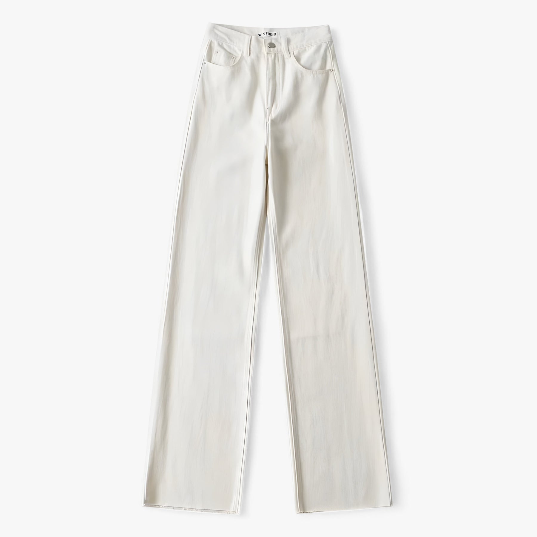 Pants : Broek met Wijde Pijpen - Eenvoudig en Elegant - Donkerblauw in Wit van Pantino