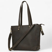 bags : Tote Bag Dames Donkerbruin - Elegante Echte Lederen Tas voor - Ruim & Lichtgewicht Ontwerp in Donkerbruin 1 van Pantino