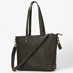 bags : Tote Bag Dames Donkerbruin - Elegante Echte Lederen Tas voor - Ruim & Lichtgewicht Ontwerp in Donkerbruin 1 van Pantino