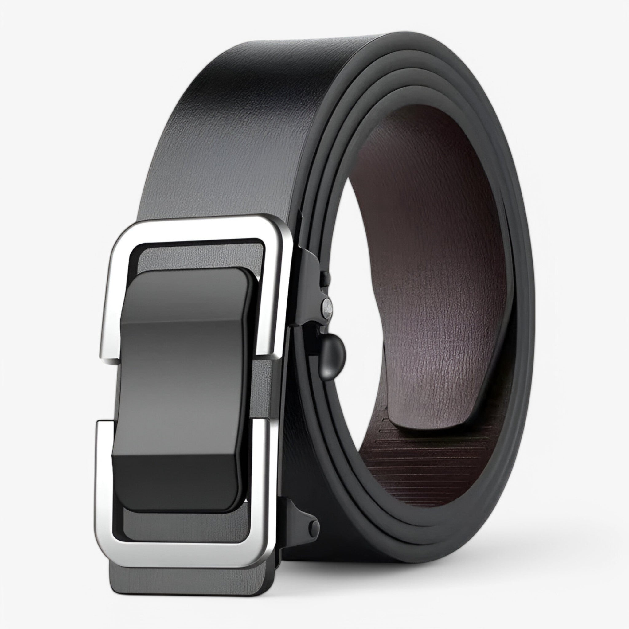 Belt : Riem Heren Zwart - Leren van Hoogwaardig Koeienhuidleer in Zilver van Pantino