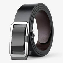 Belt : Riem Heren Zwart - Leren van Hoogwaardig Koeienhuidleer in Zilver van Pantino