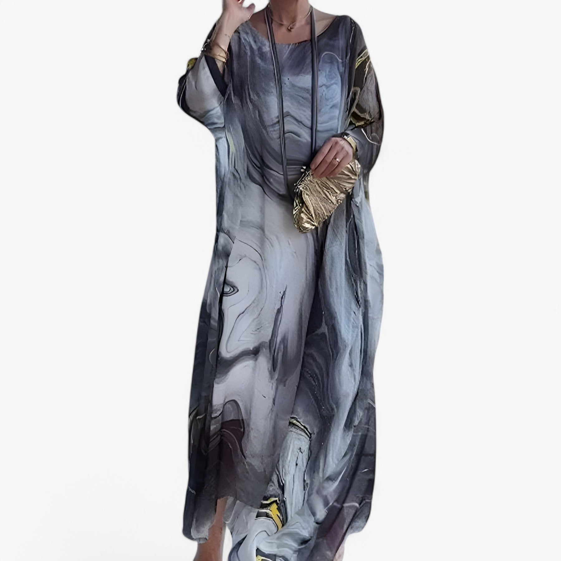 Dresses : Maxi Jurk Dames Marmer Effect Elegant - Lange Zomerjurk Uniek in van Pantinoshop