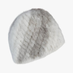 Hat : Muts Bruin Zwart - Luxe Mink Bont - Winterse Warmte & Elegantie in kruis nerts wit Goede elasticiteit van Pantino