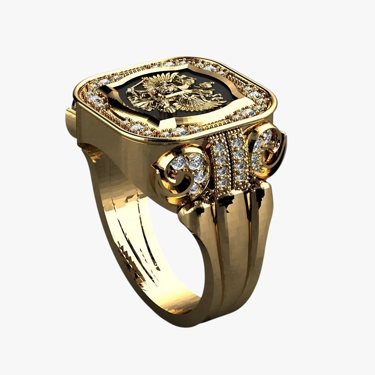 Ring : Opvallende Statement Ring voor Mannen - Krachtig, Stijlvol en Uniek - Goud in van Pantino