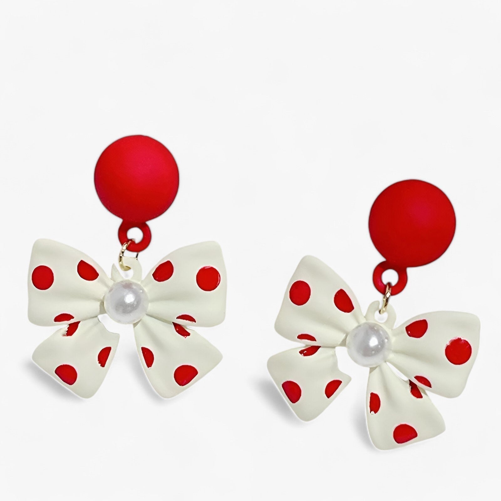 Earrings : Oorbellen Dames Wit - Perleoorbellen met een Schattige Strik - Perfect voor Bruiloften in Wit van Pantino