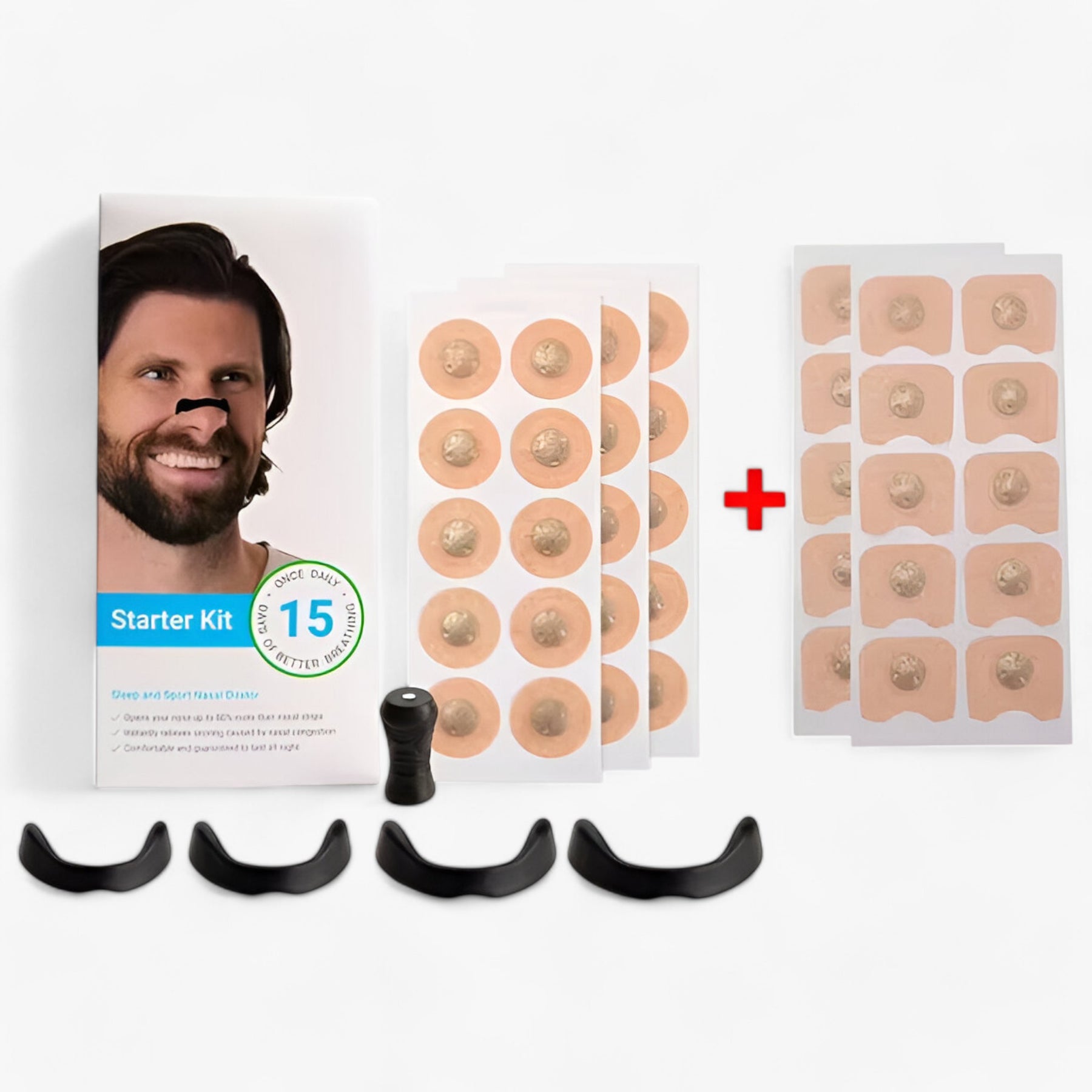 other : Slaap Neusstrips - Comfortabel, Anti-Snurk Ademhalingshulpmiddel - Wit Set in Zwart Set + 20 pleisters van Pantino