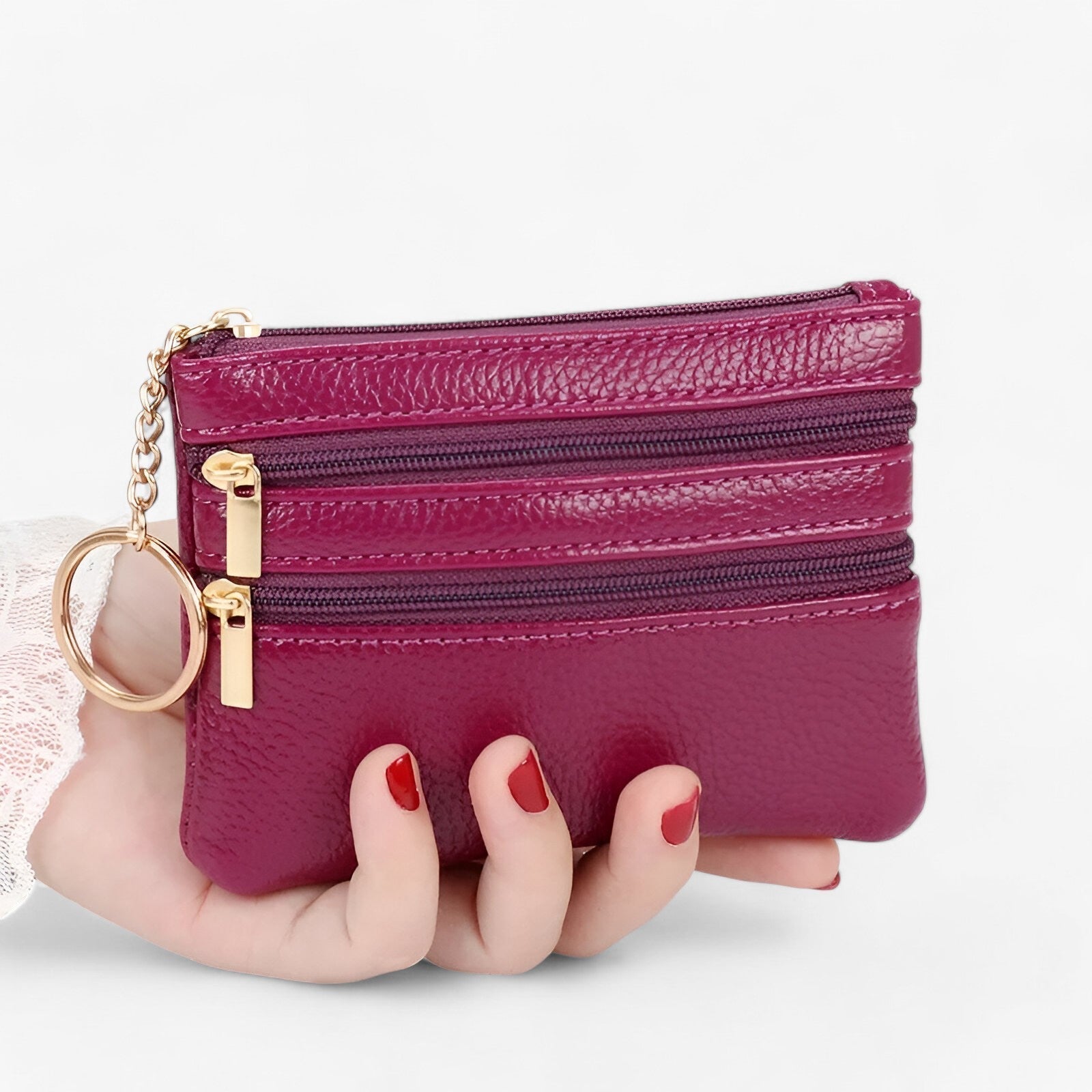 bags : Schoudertas voor Vrouwen Dames - Compakt en Elegant met Drie Ritsen - Rood in paars van Pantino