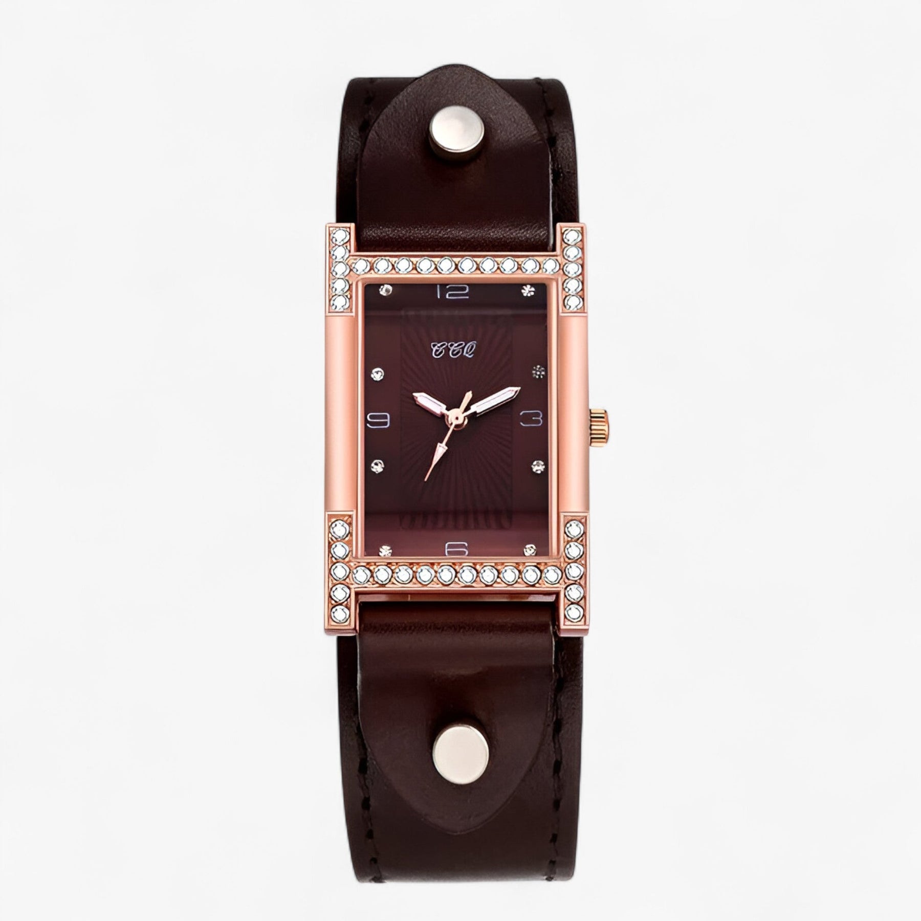 watches : Damen Quartsuurwerk Horloge met Leren Band voor Koppels - Zwart in Koffie van Pantino