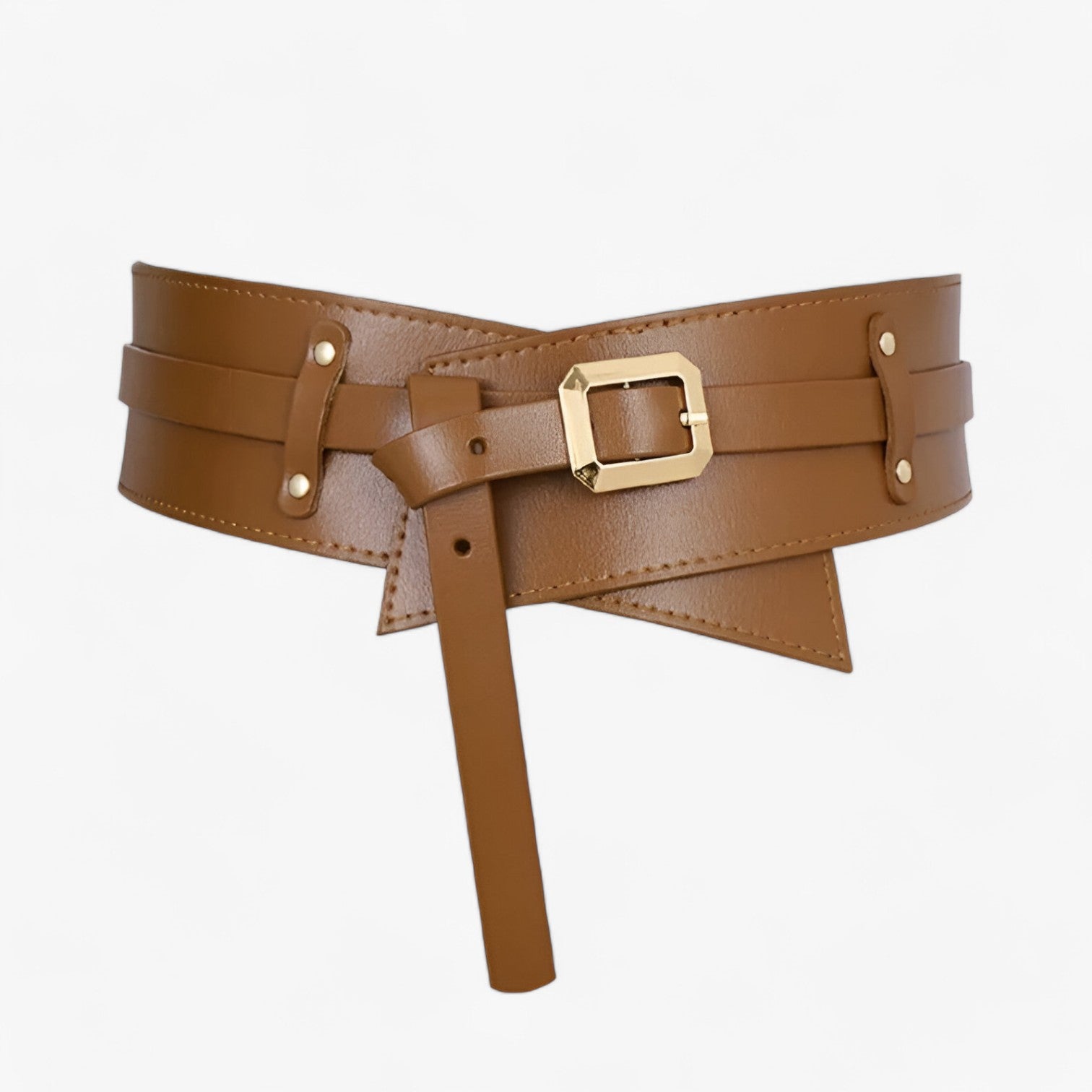 Belt : Zwarte Echt Leren Dames Taille Gordel - Stijlvolle & Multifunctionele Riem in Karamel van Pantino