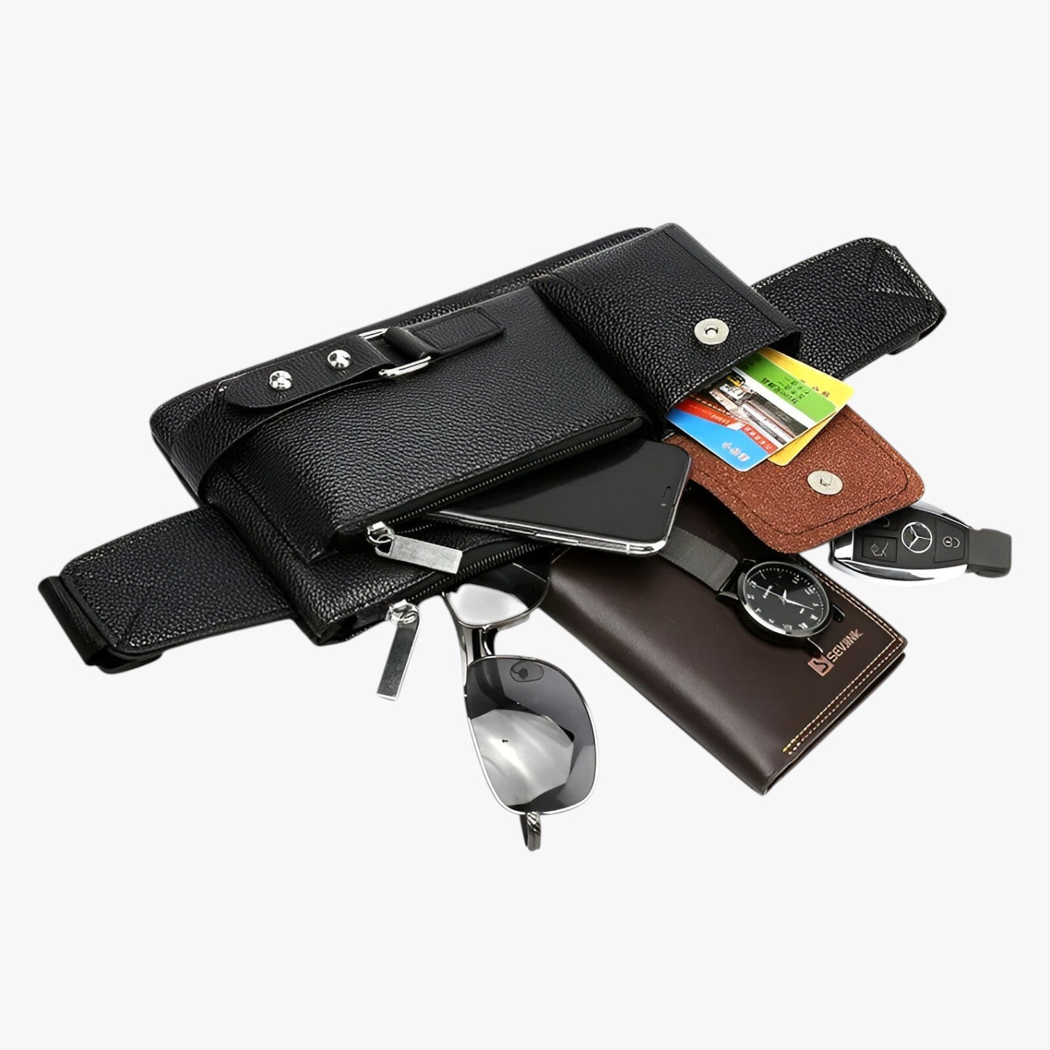Fanny Pack : Multifunctionele Leren Heuptas Heren Leer - Zwart Maat Groot in van Pantino