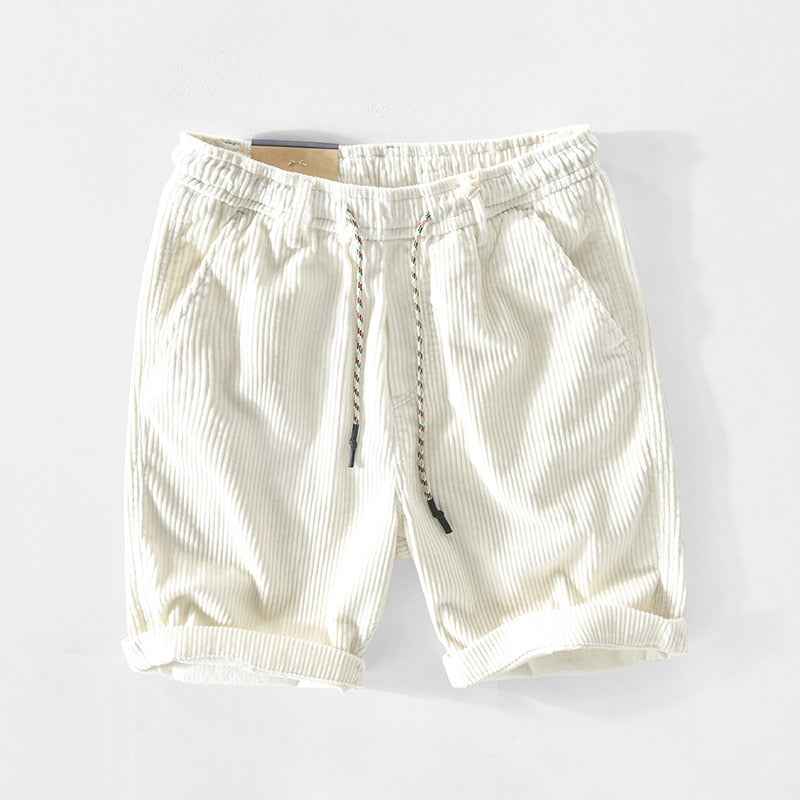 Shorts : Korte Broek van Ribfluweel - Stijl en Comfort voor Heren in Bianco van Pantinoshop