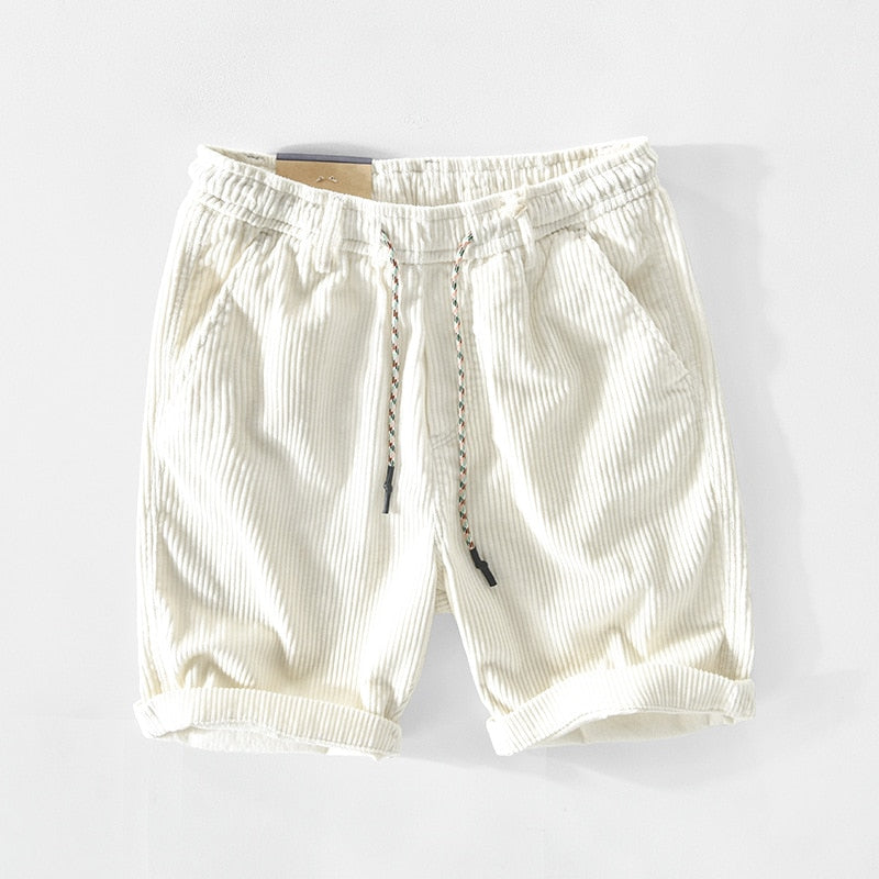 Men's Corduroy Shorts : Katoenen Shorts Heren - Comfort en Gemak voor de Zomer - Beige in Wit van Pantino