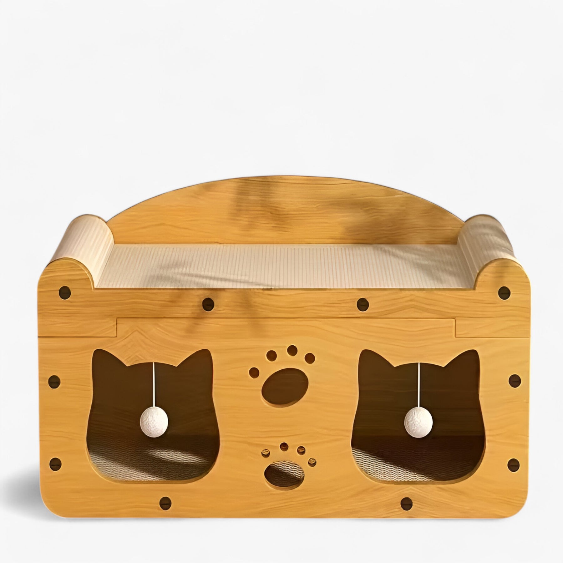 pets : Whisker Wonders - 2-in-1 Kattenkrabber en Lounge Bed - Bruin in Bruin van Pantino