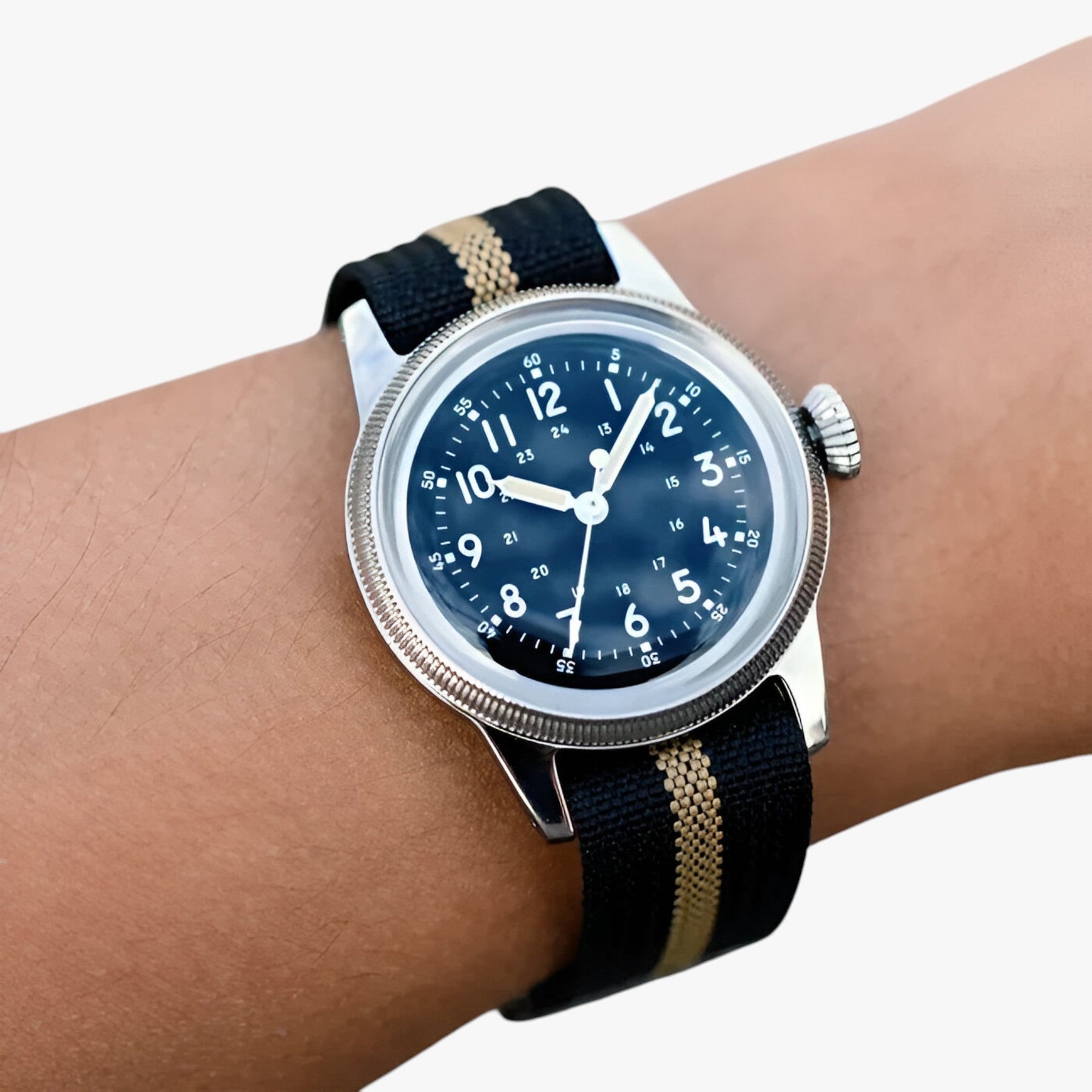 watches : Horloge Zwart Zilver - Precisie Vintage Militair in van Pantino