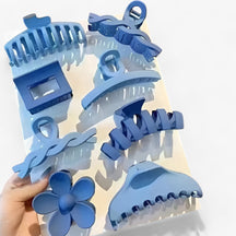 Hair Clip Set : Haarspeld Blauw - Set van 8 Stijlvolle Haarspelden in blauw van Pantino