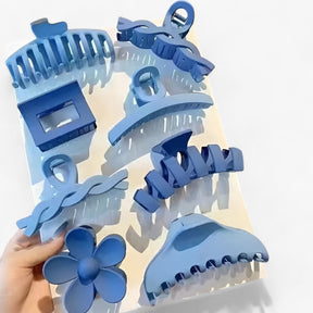 Hair Clip Set : Haarspeld Blauw - Set van 8 Stijlvolle Haarspelden in blauw van Pantino