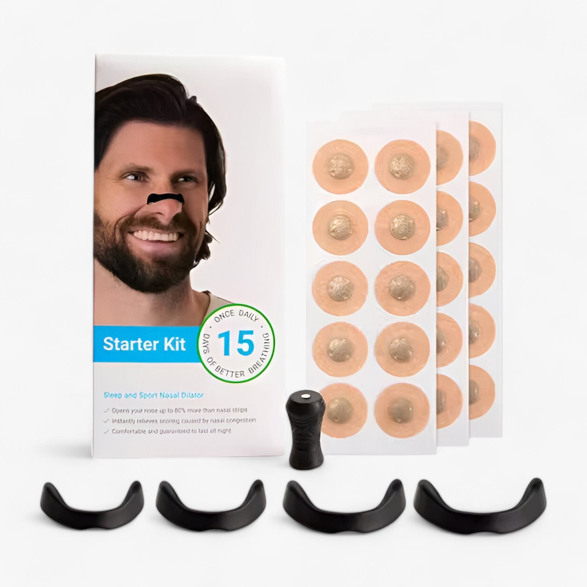 other : Slaap Neusstrips - Comfortabel, Anti-Snurk Ademhalingshulpmiddel - Wit Set in Zwart Set van Pantino