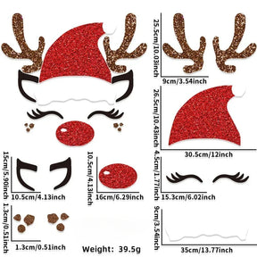 home & garden : Kerstviltstickers voor Deuren en Ramen - Feestelijke Decoratie voor Thuis in Elanden met rode hoed van Pantino