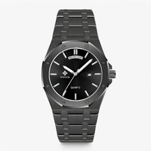 watches : Horloge Zwart Wit - Luxe Sporthorloge van Roestvrij Staal in zwart zwart van Pantino