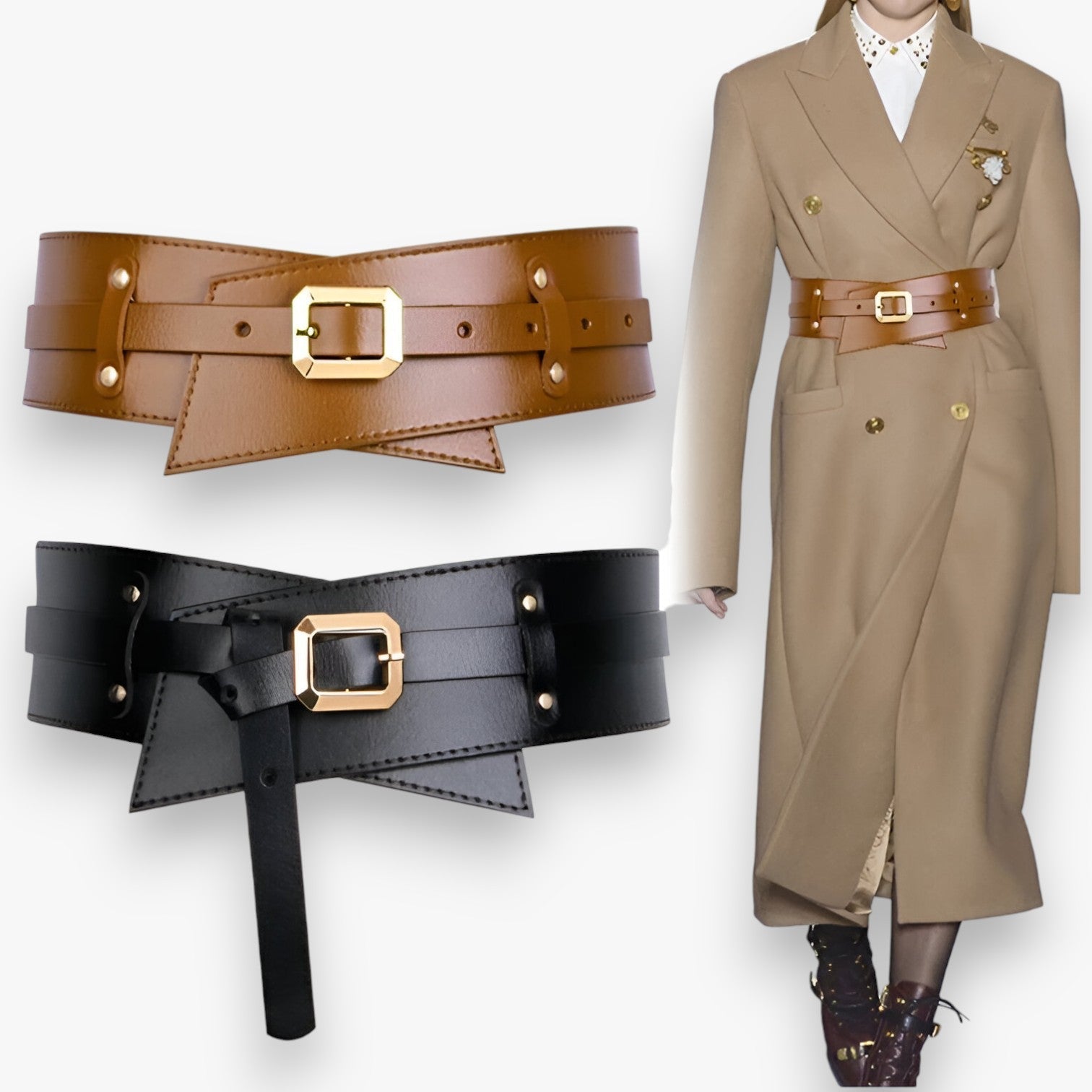 Belt : Zwarte Echt Leren Dames Taille Gordel - Stijlvolle & Multifunctionele Riem in van Pantino