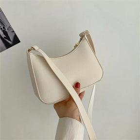 bags : Sara Leather Underarm Bag - Khaki in Beige van Pantino