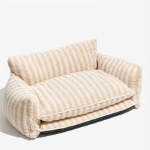 pets : Hondenbed Roze Streepjesdesign - Zachte Warme Rustplaats - Imitatie Lamswol in Beige 65x40x30cm van Pantino
