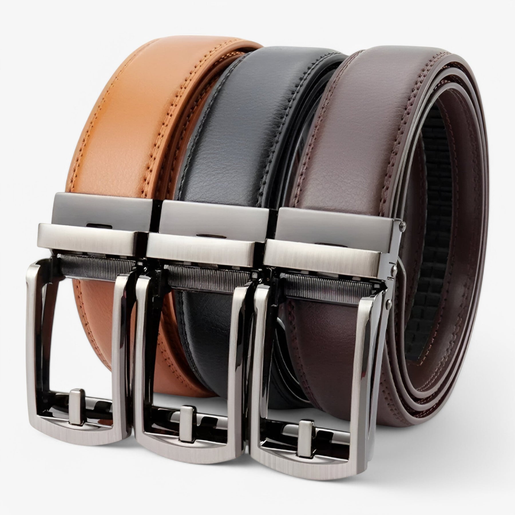 Belt : Ring Zwart - Leren Riem met Dubbele Laag en Elegante Legeringsgesp in van Pantino