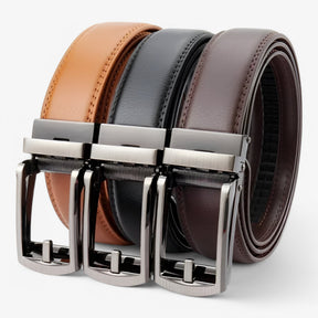 Belt : Ring Zwart - Leren Riem met Dubbele Laag en Elegante Legeringsgesp in van Pantino