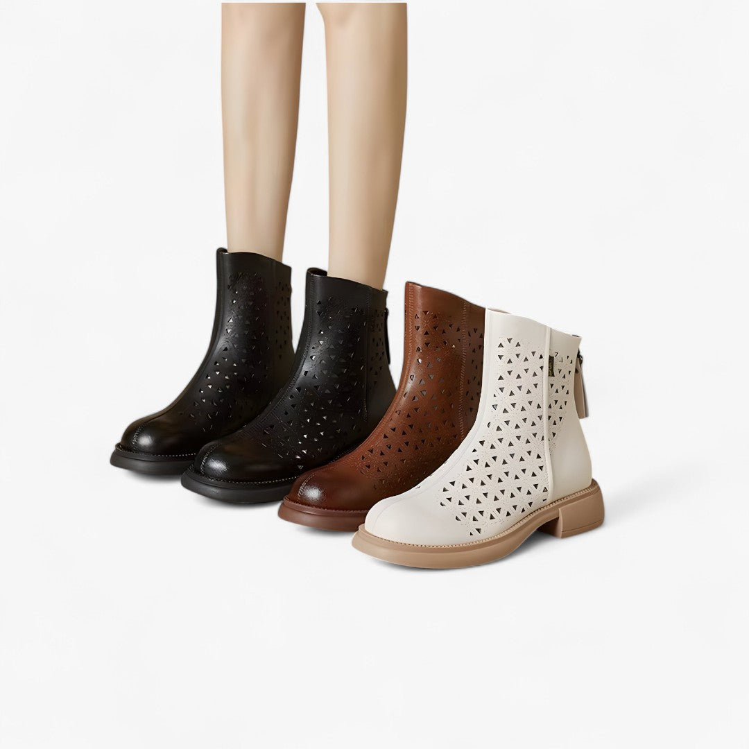 Shoes : Zomerlaarzen met geperforeerd platform en ritssluiting aan de achterkant in van Pantinoshop