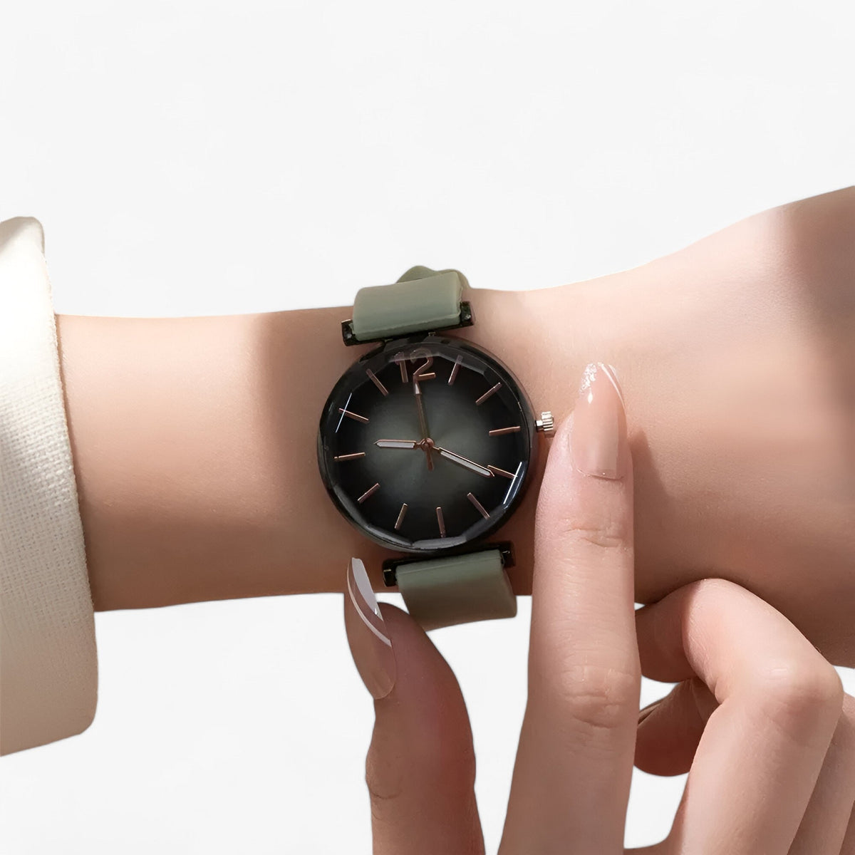 watches : Trendy Sportstoel - Zwarte Onderstel, Groene Siliconen Band in van Pantino