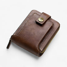bags : Vintage Portemonnee - Duurzaam PU Leer - Zwart in Diepe Koffie van Pantino