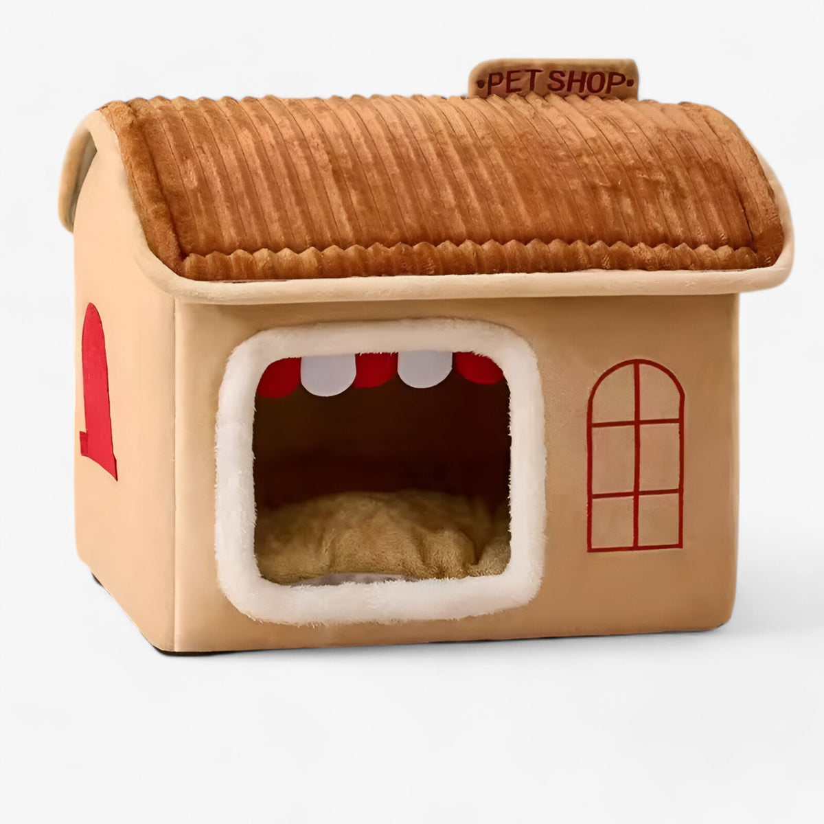 pets : Opvouwbaar Kattenhuis - Knus, Warm en Wasbaar Nest - Grijs in Khaki van Pantino