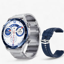 watches : Smartwatch Heren Zilveren Metaal - Dt Ultra Mate - GPS & Nfc voor met Bluetooth Oproepen & Ecg in Blauw zilveren metaal van Pantino