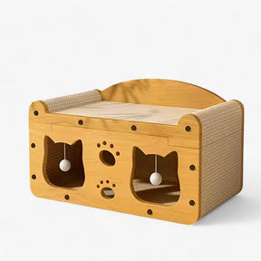 pets : Whisker Wonders - 2-in-1 Kattenkrabber en Lounge Bed - Bruin in van Pantino