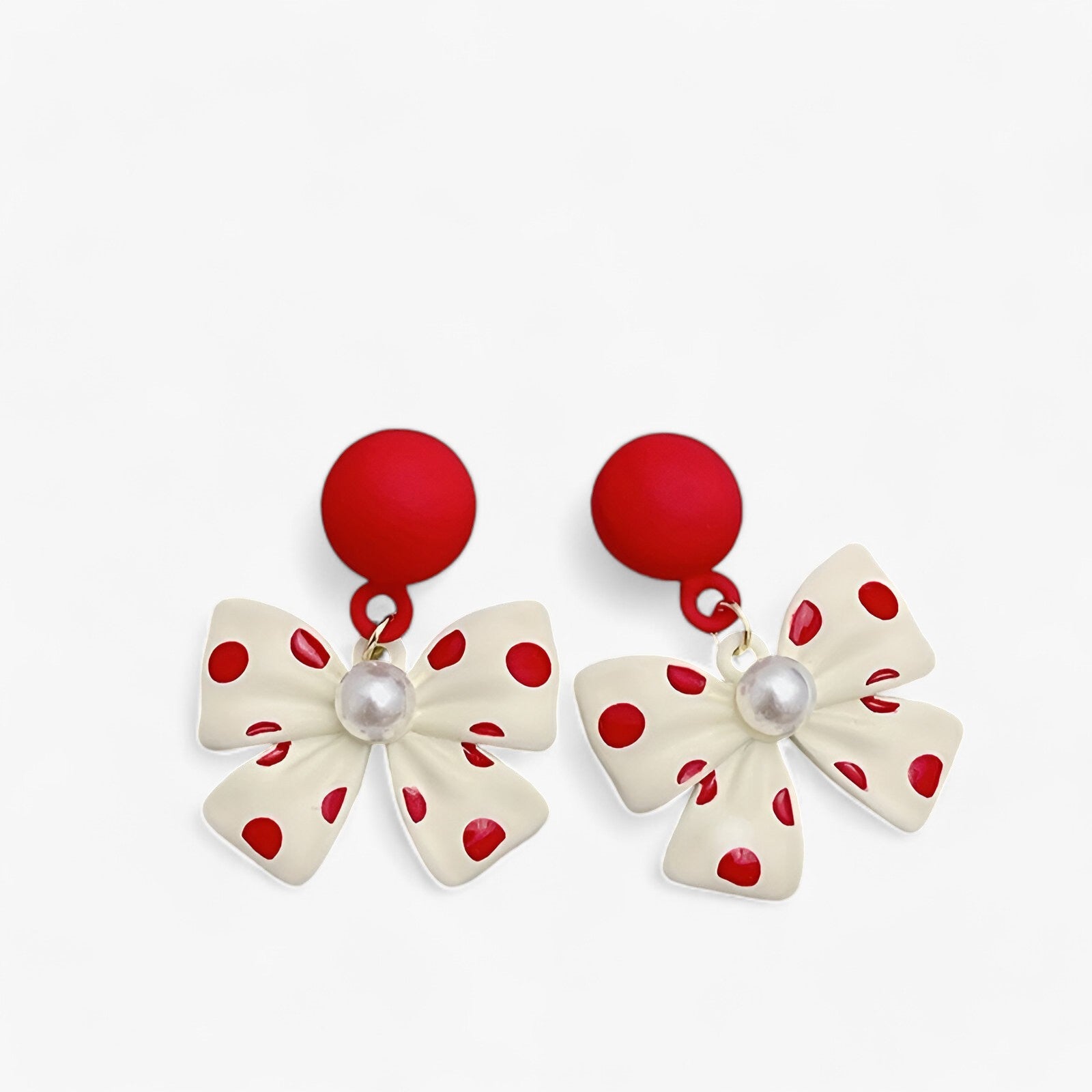 Earrings : Oorbellen Dames Wit - Perleoorbellen met een Schattige Strik - Perfect voor Bruiloften in van Pantino