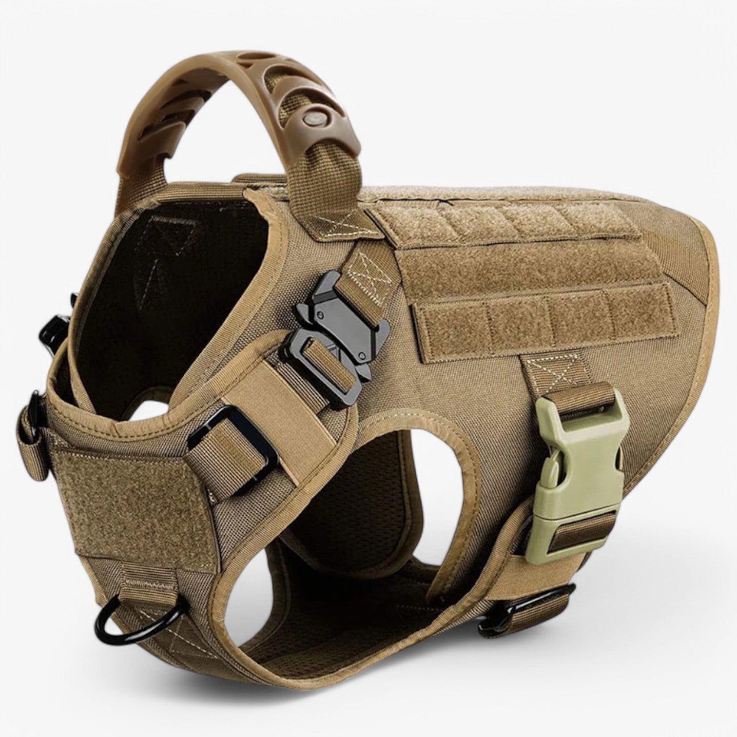 Pets & Supplies : Zwart Nylon Tactisch Militair Verstelbaar Harnas voor Grote Honden met Vest en Handvat in Bruin harnas van Pantinoshop