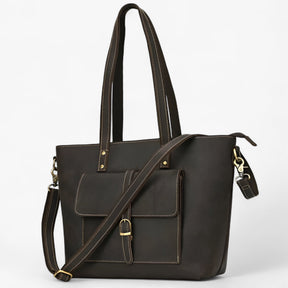bags : Tote Bag Dames Donkerbruin - Elegante Echte Lederen Tas voor - Ruim & Lichtgewicht Ontwerp in Donkerbruin 2 van Pantino