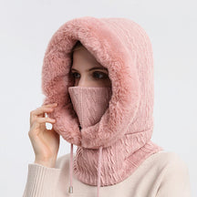 Hat : Cap Khaki - Warme Winter Capuchon in Roze van Pantino