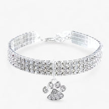 pets : Luxe Kristallen Halsband met Diamant Hanger - Roze in Wit van Pantino