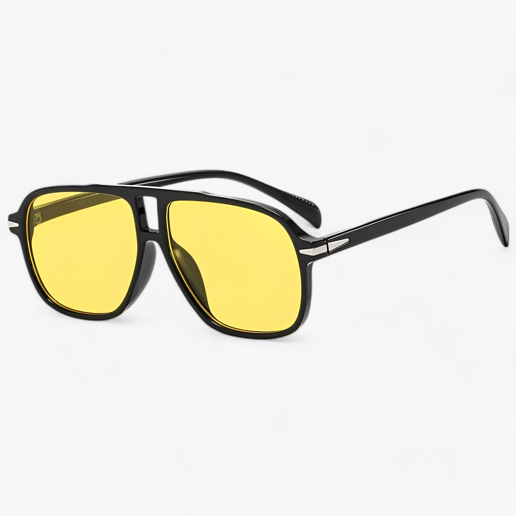 Sunglasses : Zonnebril Oranje - Luxe UV400 Aviator - Stijl & Bescherming in Zwart Geel van Pantino