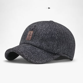 Winter Hat : Cap Heren Zwarte Warme Wol - Warme Wintercap met Oorkleppen in Lichtgrijze Warme Wol 55-62CM van Pantino